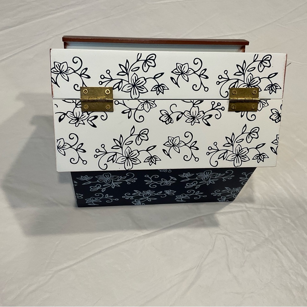 Temptations Navy Blue and Brown Decorative Storage Box new never used